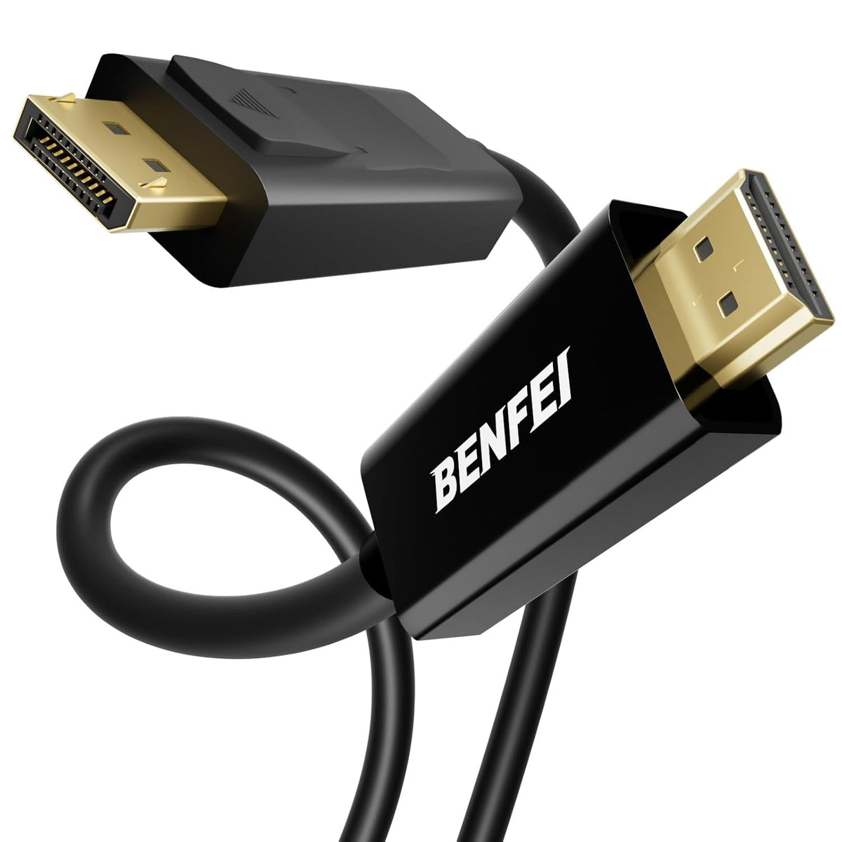 Benfei Video Cable, DisplayPort - HDMI, 4K, 1.8m, Black