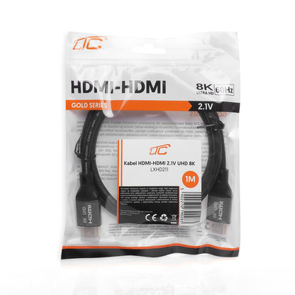 Kabel wideo LTC Gold, HDMI - HDMI, 8K, 1m, Czarny