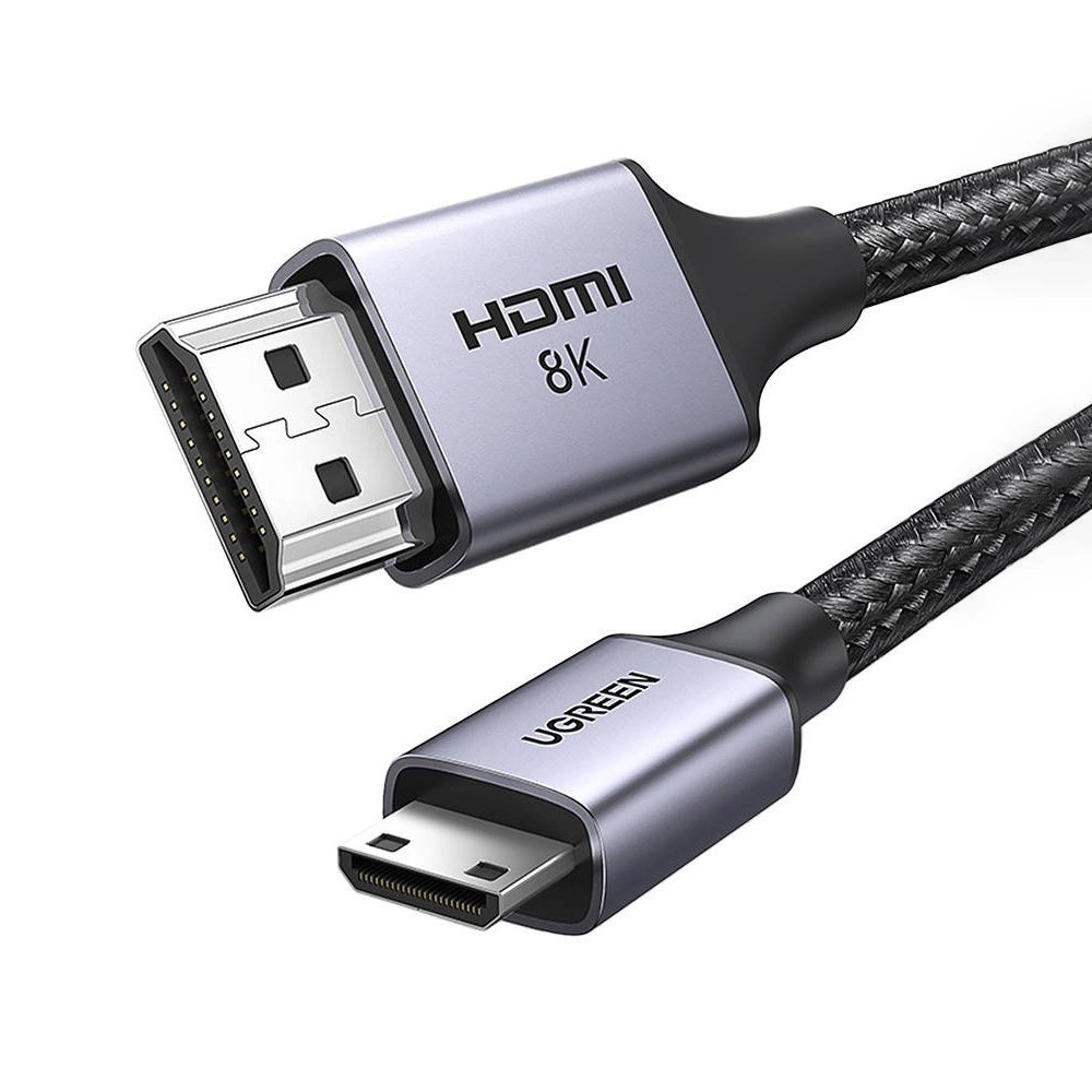 Kabel Video UGREEN HD163, miniHDMI - HDMI, 8K, 2m, Szary