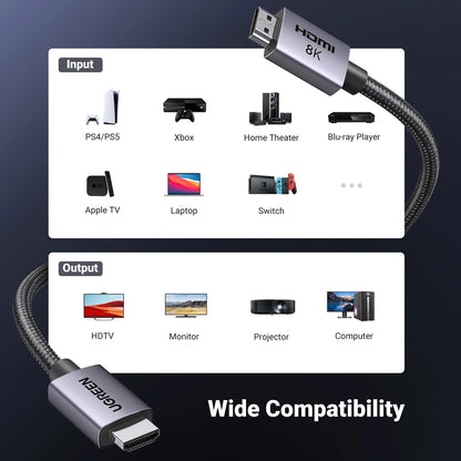 Kabel Video UGREEN HD171, HDMI - HDMI, 8K, 3m, Czarny
