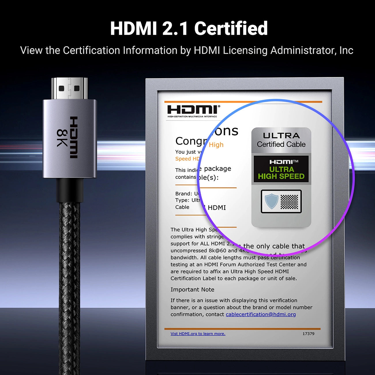 Kabel Video UGREEN HD171, HDMI - HDMI, 8K, 3m, Czarny