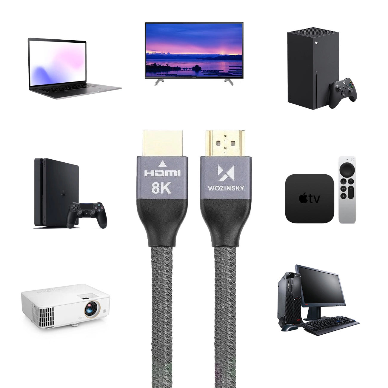 Kabel wideo WZK Ultraboost, HDMI - HDMI, 8K, 3 m, szary WHDMI-30 WHDMI-30 