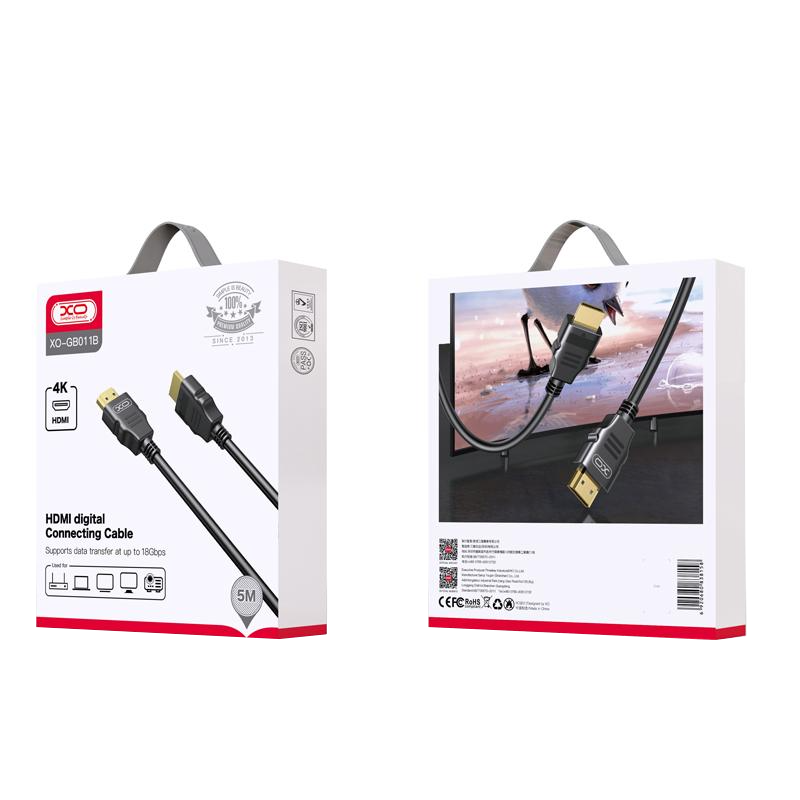 XO Design GB011B Video Cable, HDMI - HDMI, 4K, 5m, Black