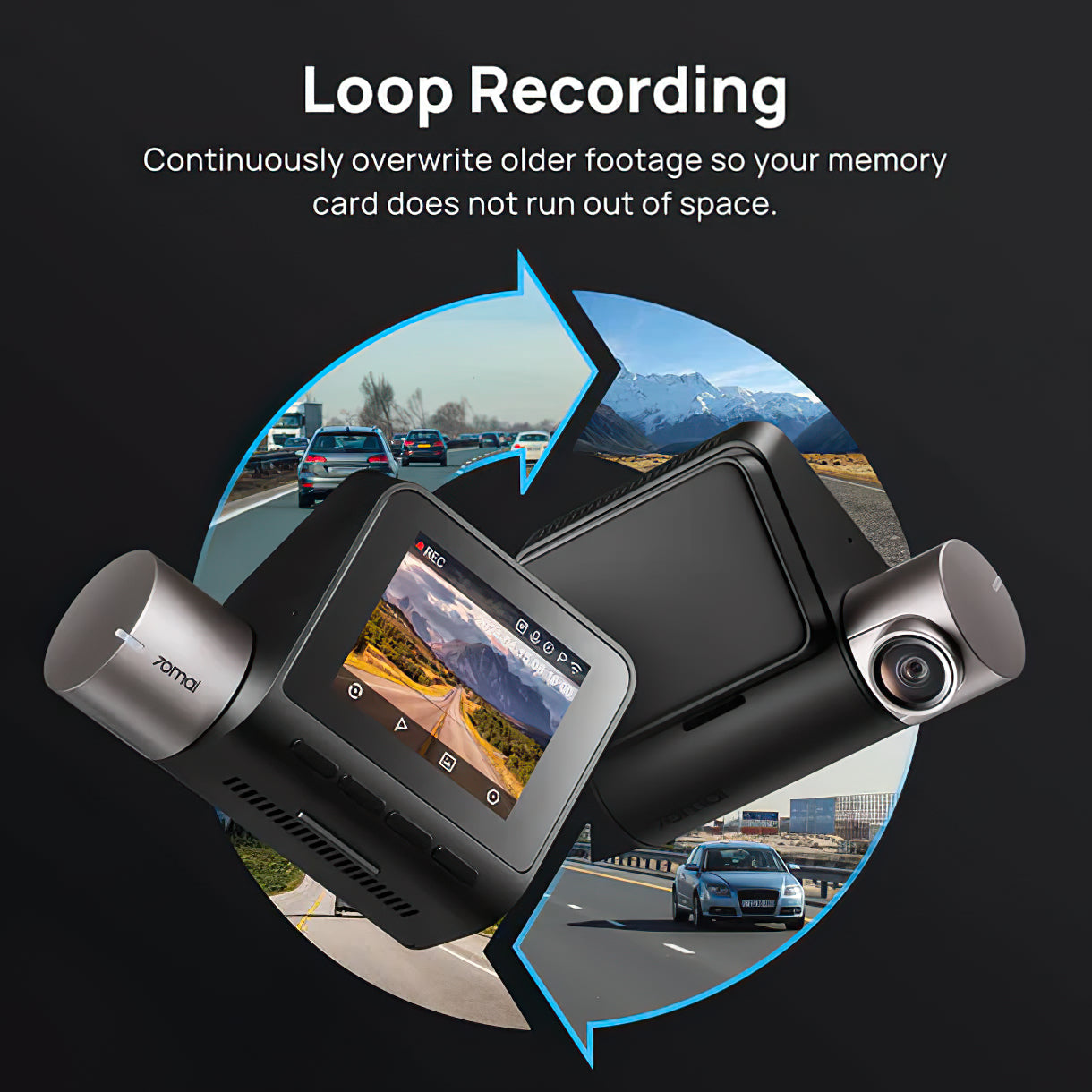 Kamera Samochodowa Przód Tył 70mai Dash Cam A510, 3K, GPS, Wi-Fi, Wyświetlacz 2 cale