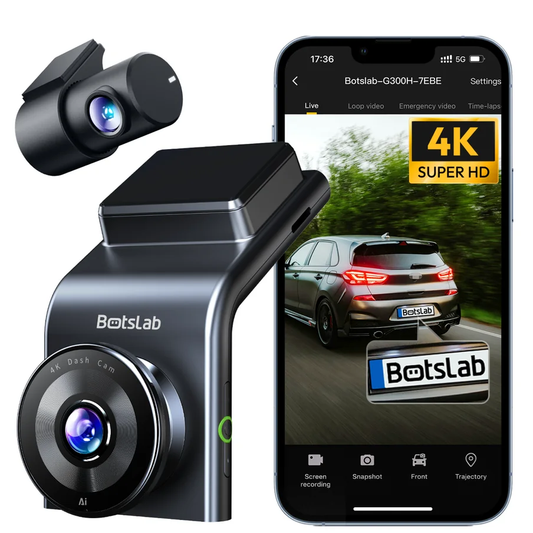 Kamera samochodowa przód-tył Botslab G300H Plus, 4K, Wi-Fi, GPS, wyświetlacz 2,4 cala