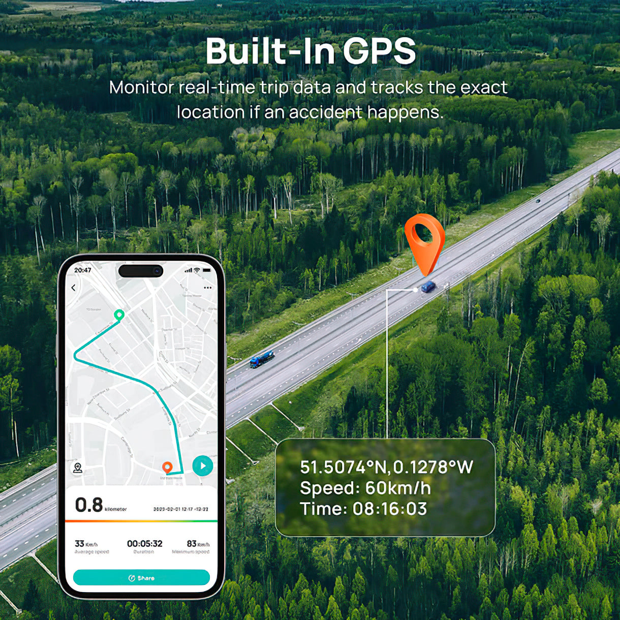 Kamera Samochodowa Przód Tył 70mai Dash Cam A510, 3K, GPS, Wi-Fi, Wyświetlacz 2 cale