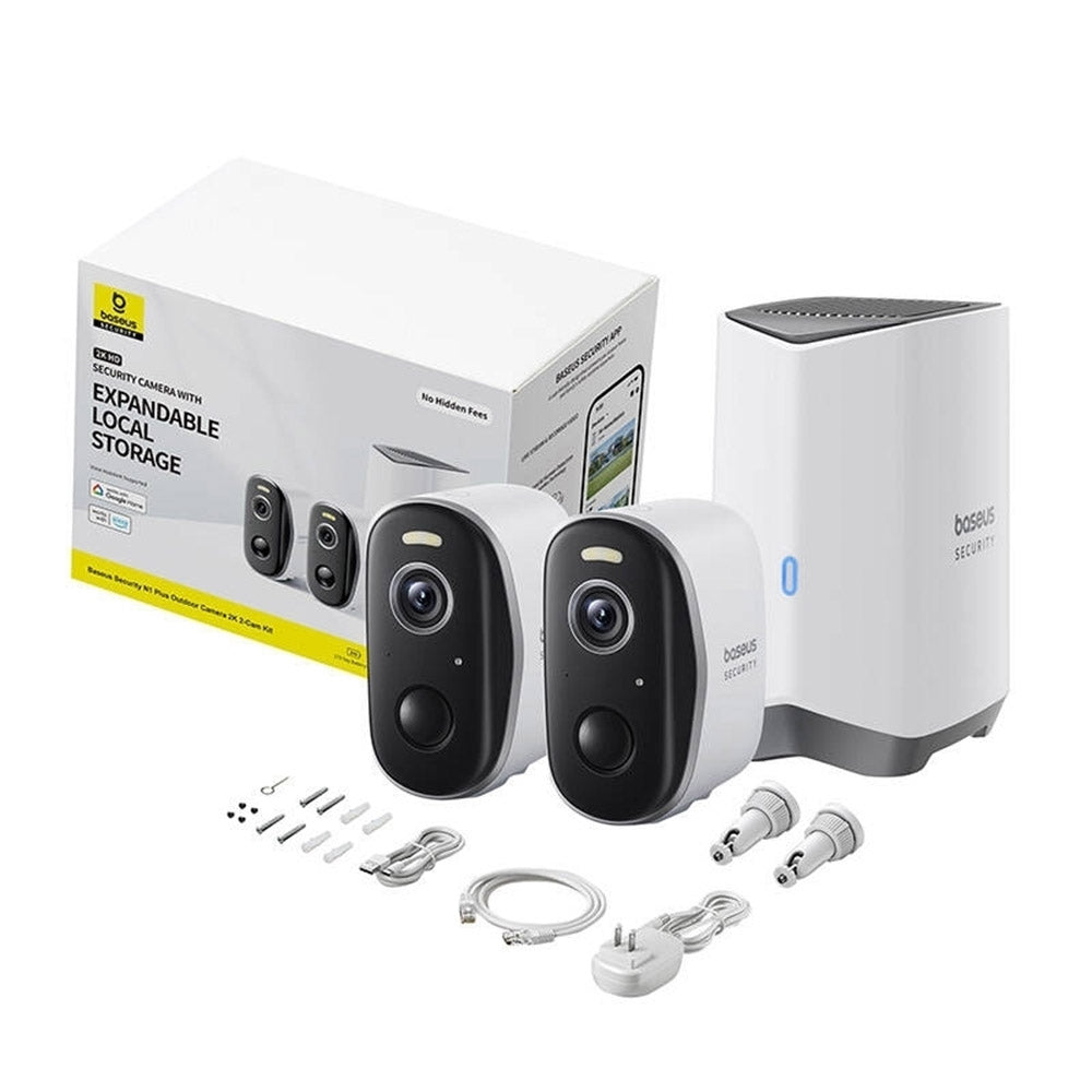 Kamera monitorująca Baseus N1 Plus, Wi-Fi, 2K, IP67, Zewnętrzna, Zestaw 2 sztuki S0TW012131