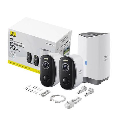 Kamera monitorująca Baseus N1 Plus, Wi-Fi, 2K, IP67, Zewnętrzna, Zestaw 2 sztuki S0TW012131