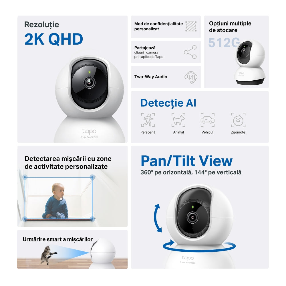 Kamera do monitoringu TP-LINK Tapo C220, Wi-Fi, 2K, wewnętrzna 