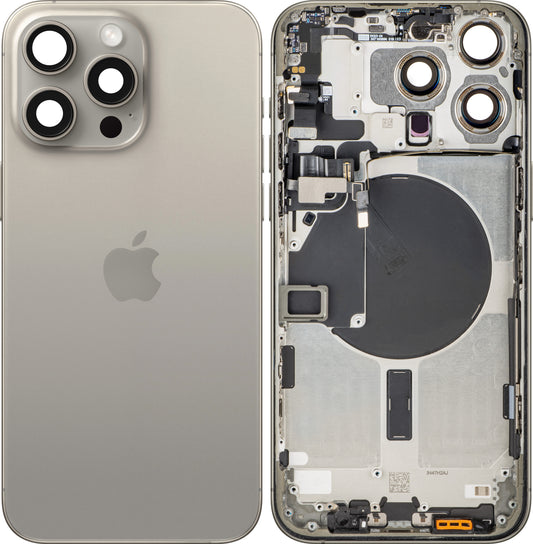 Pokrywa baterii Apple iPhone 15 Pro Max, z obudową środkową, Beżowy (Natural Titanium), Swap