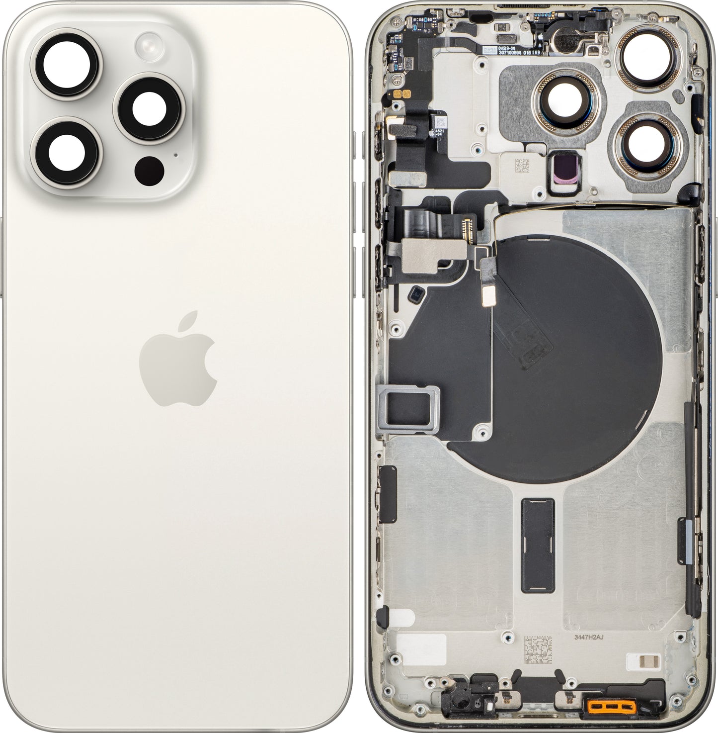 Obudowa Baterii Apple iPhone 15 Pro Max, Z Środkową Obudową, Biały (White Titanium), Swap