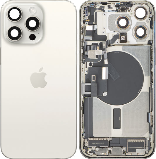 Pokrywa baterii Apple iPhone 15 Pro Max, z obudową środkową, pełne części, biały (White Titanium), wymiana