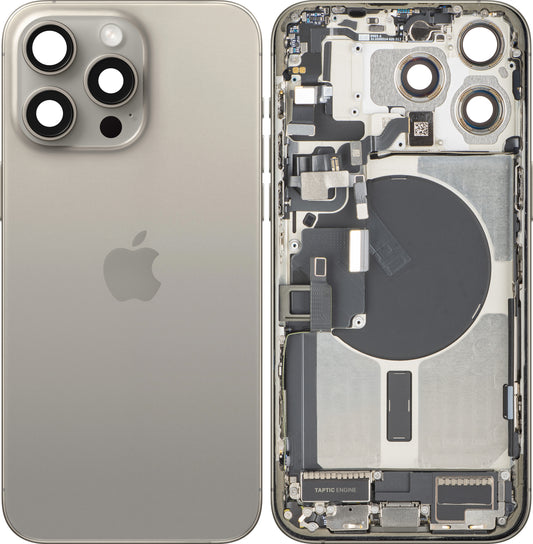 Pokrywa baterii Apple iPhone 15 Pro Max, z obudową środkową, pełne części, Beżowy (Natural Titanium), Swap
