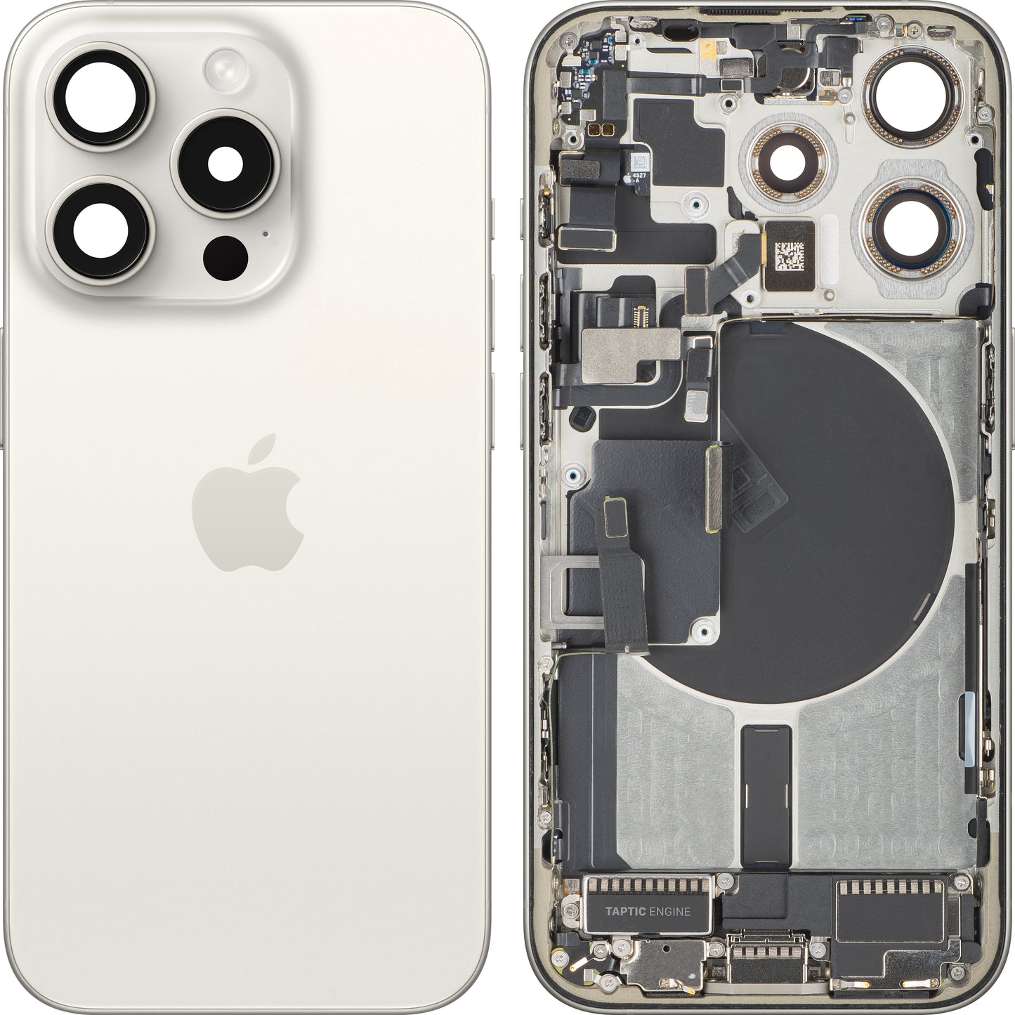 Pokrywa baterii Apple iPhone 15 Pro, z obudową środkową, pełne części, biały (White Titanium), wymiana