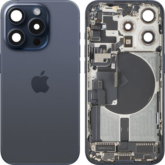 Pokrywa baterii Apple iPhone 15 Pro, z obudową środkową, pełne części, Niebieski (Blue Titanium), Swap