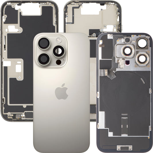 Pokrywa baterii Apple iPhone 16 Pro, z obudową środkową, pełne części, Beżowy (Natural Titanium), Swap