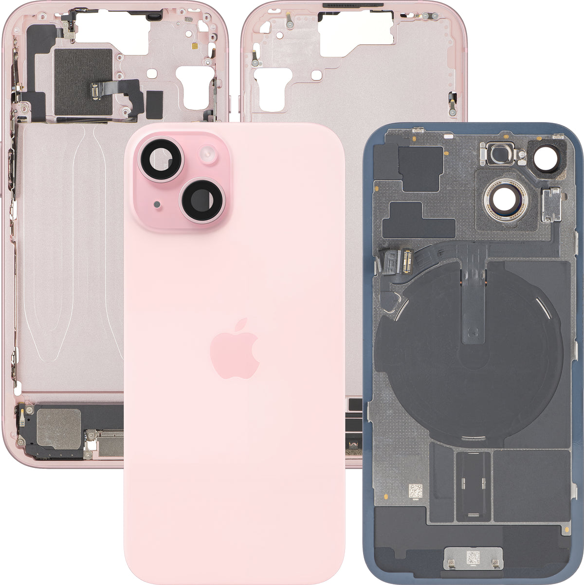 Pokrywa baterii Apple iPhone 15, z obudową środkową, pełne części, różowa, Swap Premium