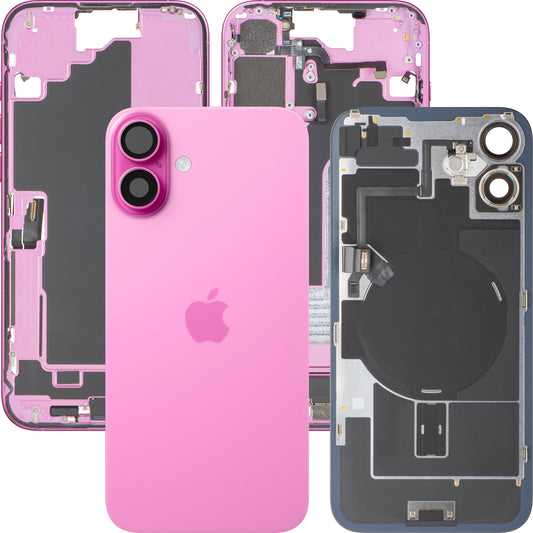 Pokrywa baterii Apple iPhone 16 Plus, z obudową środkową, pełne części, różowa, wymiana premium
