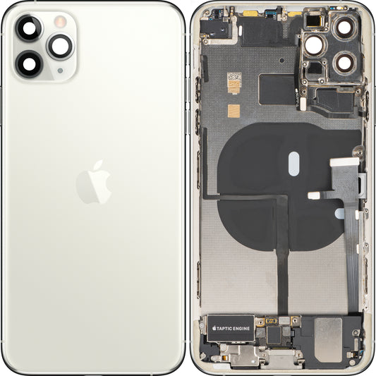 Pokrywa baterii Apple iPhone 11 Pro Max, z obudową środkową, pełne części, srebrny (matowy srebrny), wymiana premium