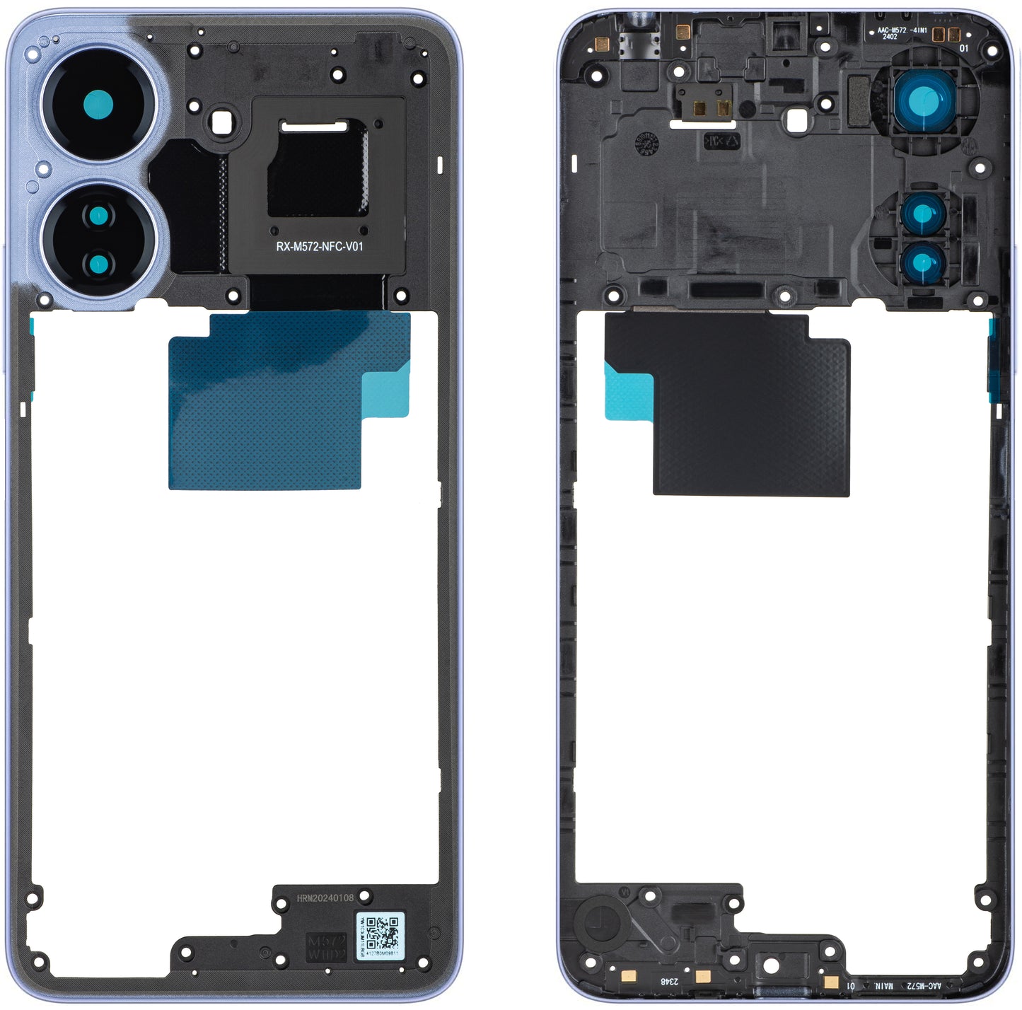 Środkowa obudowa Xiaomi Poco C65, Fioletowa, Service Pack 560003C3UP00