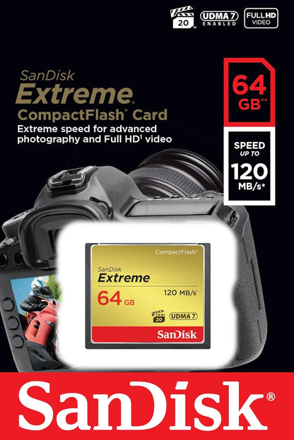 Karta pamięci CompactFlash SanDisk Extreme, 64Gb, UDMA 7 SDCFXSB-064G-G46