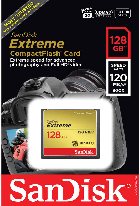 Karta pamięci CompactFlash SanDisk Extreme, 128Gb, UDMA 7 SDCFXSB-128G-G46