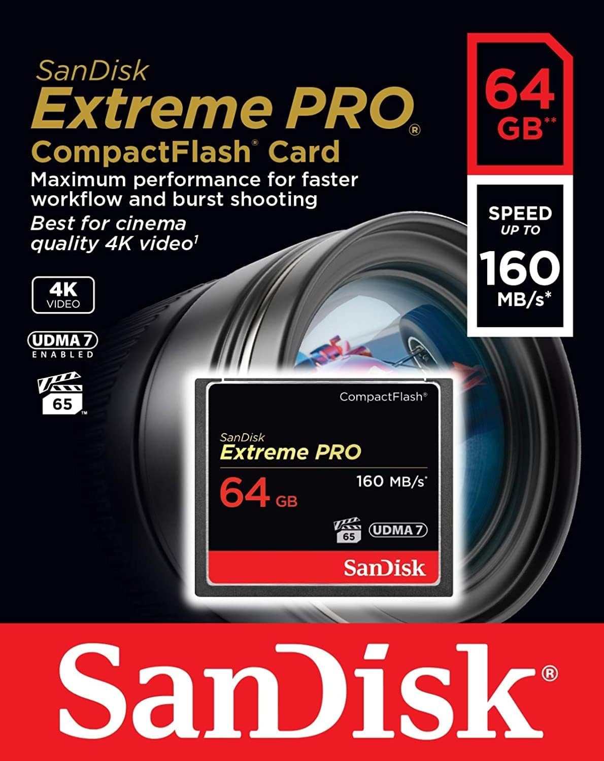 Karta pamięci CompactFlash SanDisk Extreme Pro, 64GB, UDMA 7 SDCFXPS-064G-X46