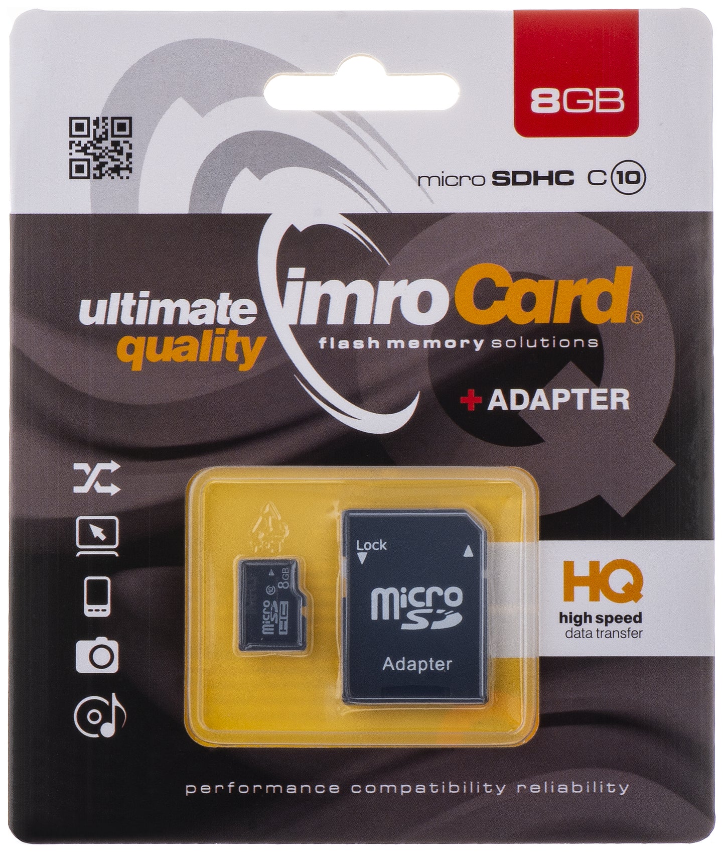 Karta pamięci microSDHC Imro, 8 Gb, klasa 10, z adapterem microSD10/8G