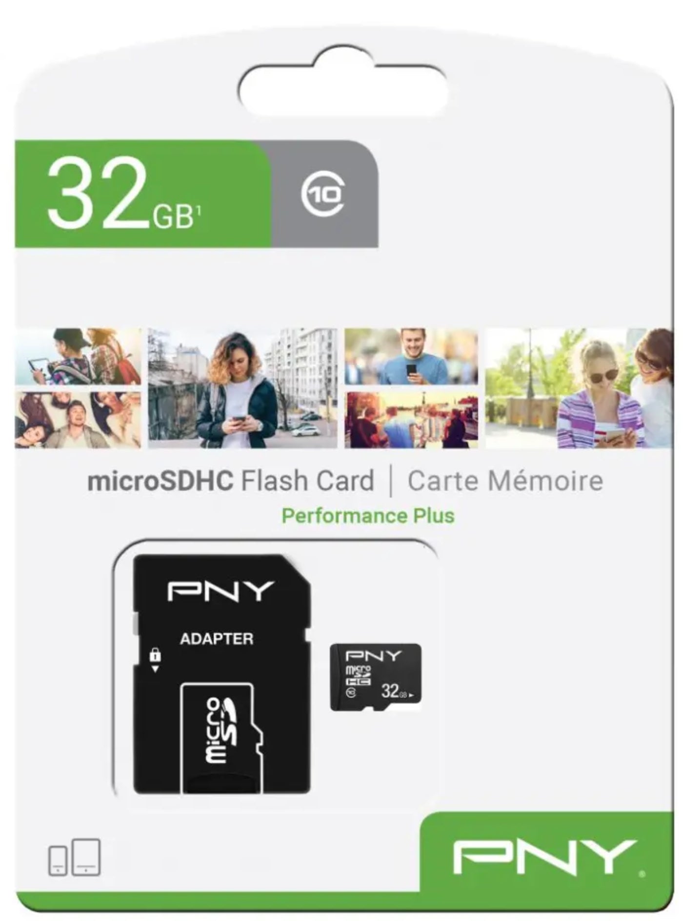 Karta pamięci microSDHC PNY Performance Plus, 32Gb, Klasa 10, Z adapterem P-SDU32G10PPL-GE