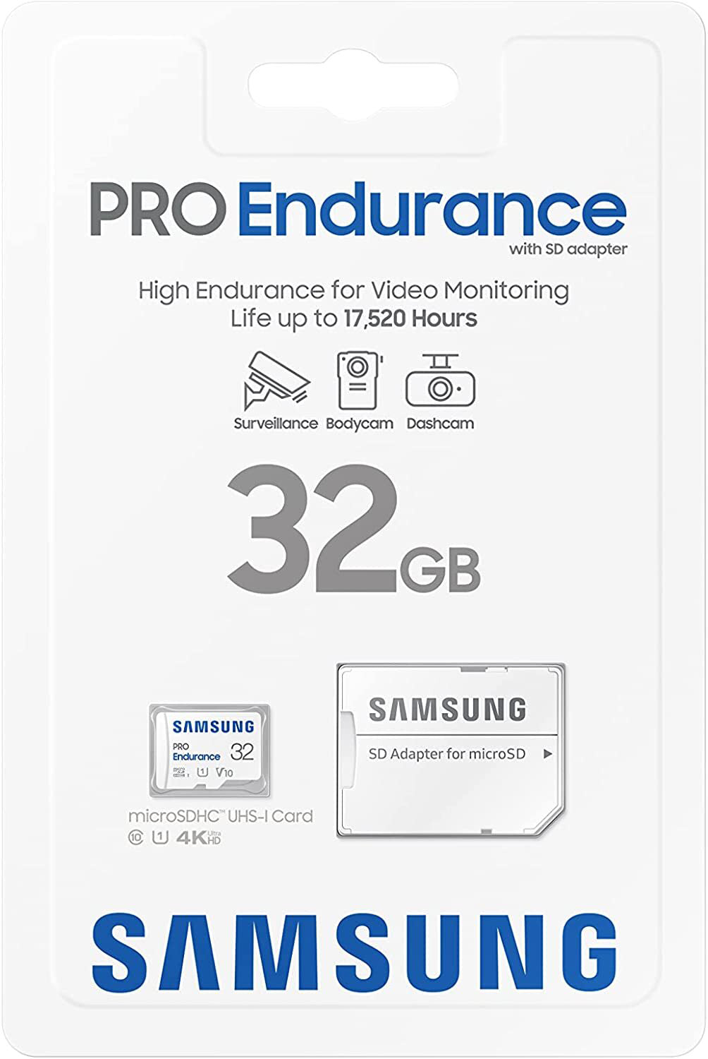 Karta pamięci microSDHC Samsung PRO Endurance, 32Gb, Klasa 10 / UHS-1 U1, Z adapterem MB-MJ32KA/EU