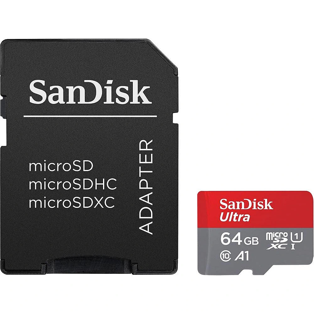 Karta pamięci microSDXC SanDisk Ultra Android A1, 64Gb, Klasa 10 / UHS-1 U1, Z adapterem SDSQUAB-064G-GN6MA