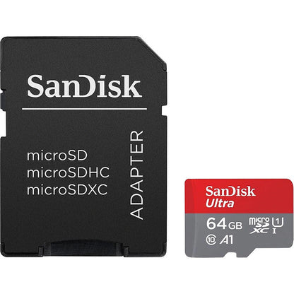 Karta pamięci microSDXC SanDisk Ultra Android A1, 64Gb, Klasa 10 / UHS-1 U1, Z adapterem SDSQUAB-064G-GN6MA