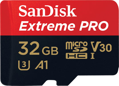 SanDisk Extreme Pro microSDHC Memory Card, 32GB, Class 10 / UHS-1 U3, With Adapter SDSQXCG-032G-GN6MA