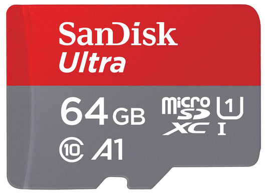 Karta pamięci microSDXC SanDisk Ultra Android A1, 64Gb, Klasa 10 / UHS-1 U1, Z adapterem SDSQUAB-064G-GN6MA