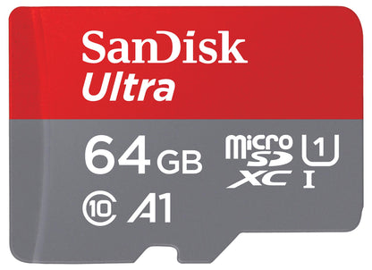 Karta pamięci microSDXC SanDisk Ultra Android A1, 64Gb, Klasa 10 / UHS-1 U1, Z adapterem SDSQUAB-064G-GN6MA