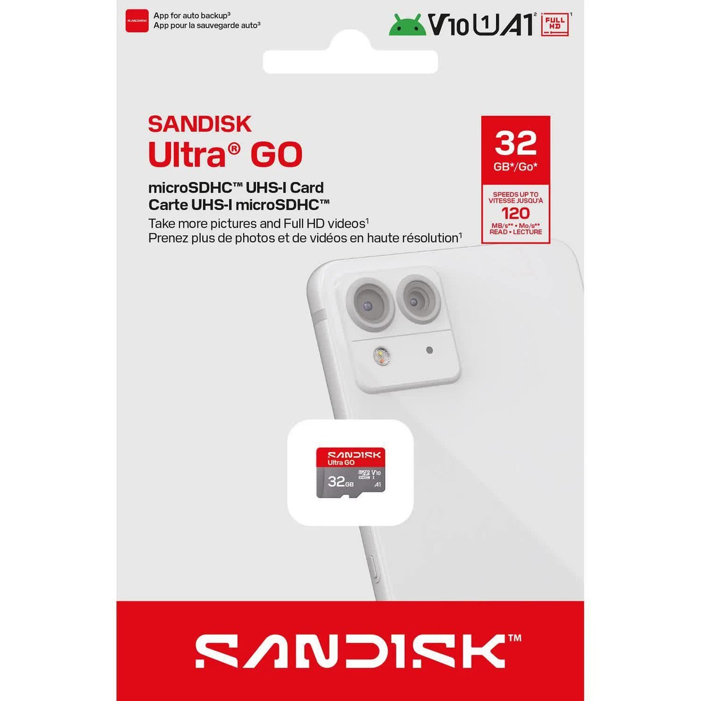 Karta pamięci microSDHC SanDisk Ultra GO Android A1, 32GB, Klasa 10 / UHS-1 U1 SDSQUGN-032G-GN6MN