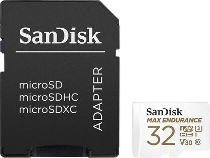 Karta pamięci microSDHC SanDisk MAX Endurance, 32Gb, Klasa 10 / UHS-1 U3, Z adapterem SDSQQVR-032G-GN6IA