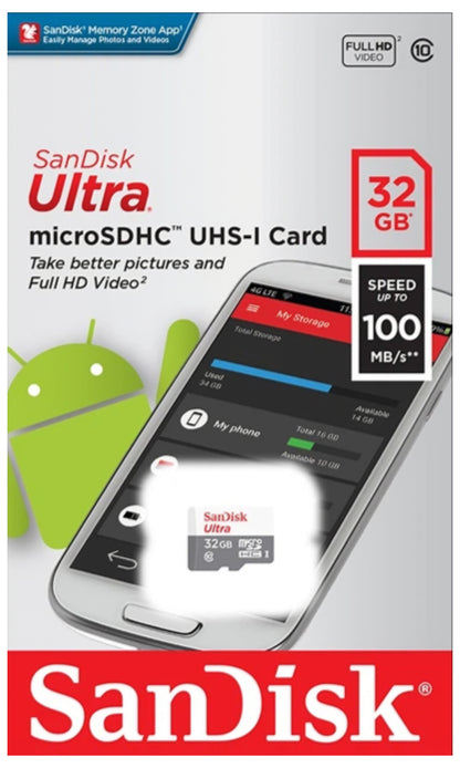 Karta pamięci microSDHC SanDisk Ultra, 32Gb, Klasa 10 SDSQUNR-032G-GN3MN