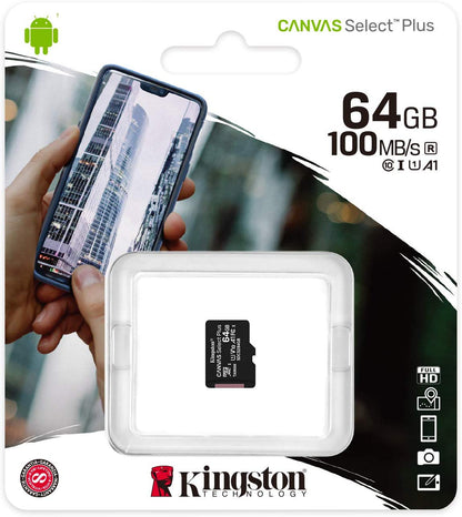 Karta pamięci Kingston Canvas Select Plus, 64 Gb, Class 10 / UHS-1 U1 SDCS2/64GBSP microSDXC