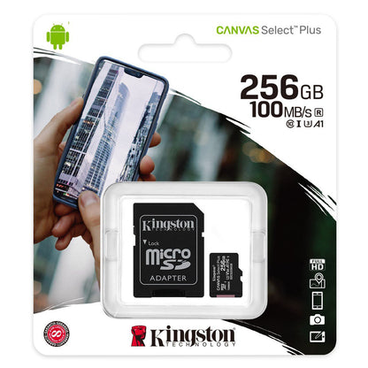 Karta pamięci microSDXC Kingston Canvas Select Plus Android A1, 256 GB, klasa 10 / UHS-1 U1, z adapterem SDCS2/256 GB