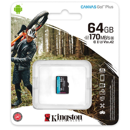 Karta pamięci microSDXC Kingston Canvas Go Plus, 64 GB, klasa 10 / UHS-1 U3 SDCG3/64GBSP 