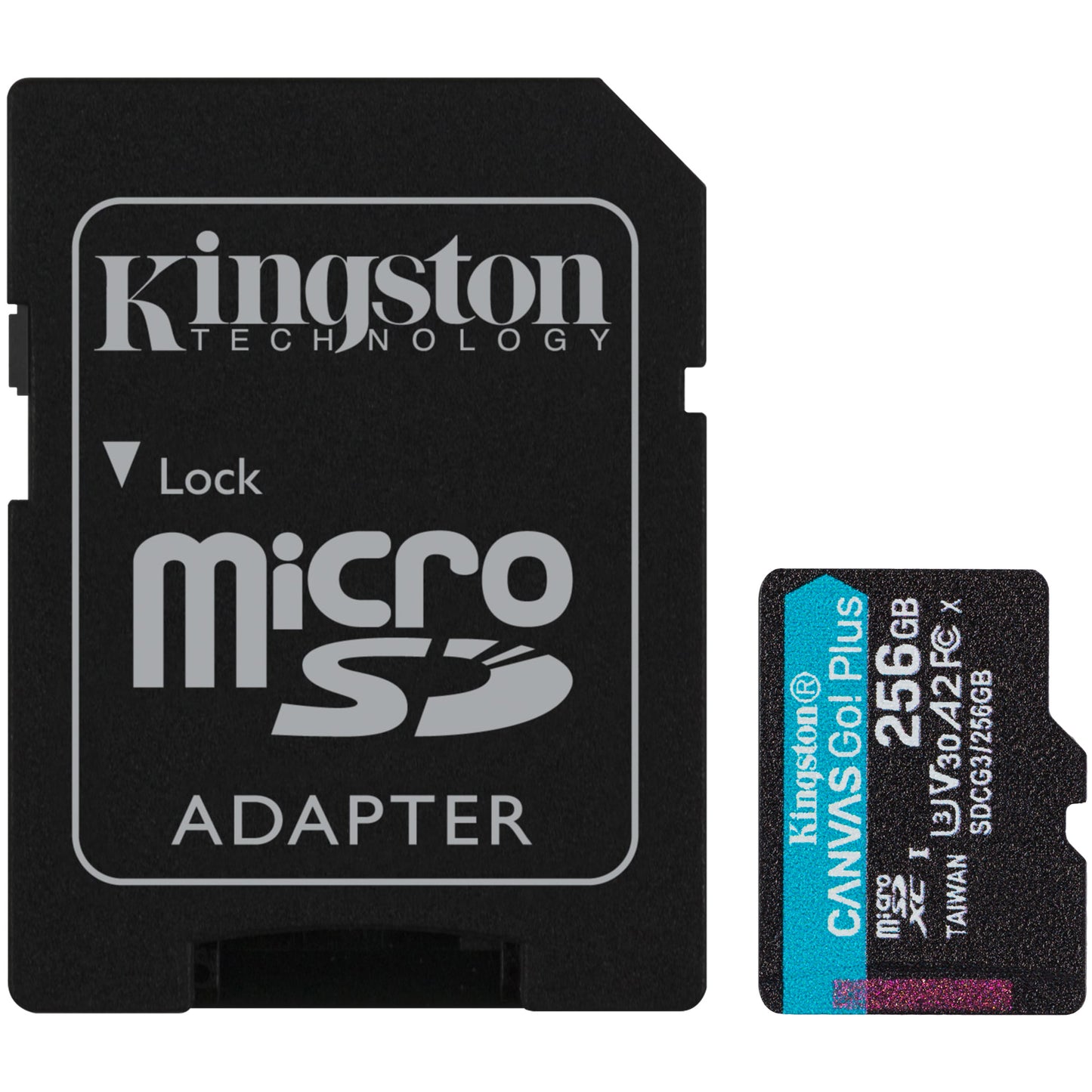 Karta pamięci microSDXC Kingston Canvas Go Plus, 256 GB, klasa 10 / UHS-1 U3, z adapterem SDCG3/256 GB 