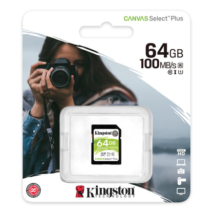 Karta pamięci SDXC Kingston Canvas Select Plus 100R, 64 GB, klasa 10 / UHS-1 U1 SDS2/64 GB 