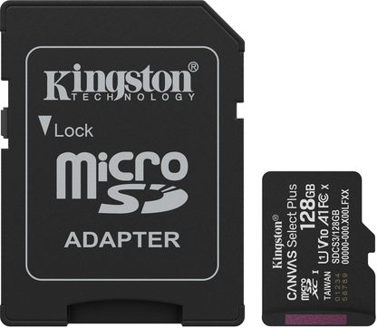 Karta pamięci microSDXC Kingston Canvas Select Plus Android A1, 128Gb, Klasa 10 / UHS-1 U1, Z adapterem SDCS3/128GB