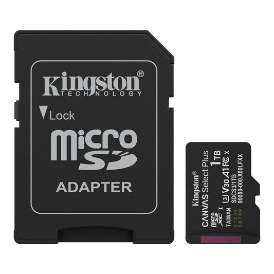 Karta pamięci microSDXC Kingston Canvas Select Plus Android A1, 1TB, Klasa 10 / UHS-1 U3, Z adapterem SDCS3/1TB