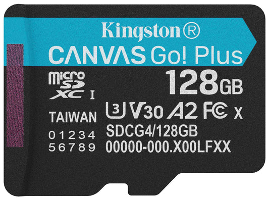 Karta pamięci microSDXC Kingston Canvas Go Plus Android A2, 128Gb, Klasa 10 / UHS-1 U3 SDCG4/128GBSP