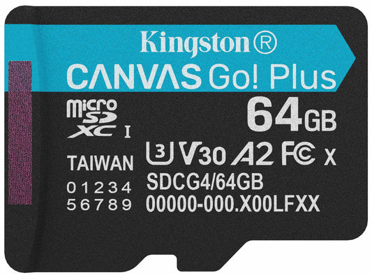 Karta pamięci microSDXC Kingston Canvas Go Plus Android A2, 64Gb, Klasa 10 / UHS-1 U3 SDCG4/64GBSP