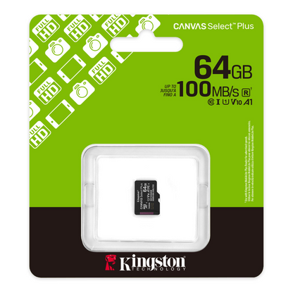 Karta pamięci microSDXC Kingston Canvas Select Plus Android A1, 64Gb, Klasa 10 / UHS-1 U1 SDCS3/64GBSP