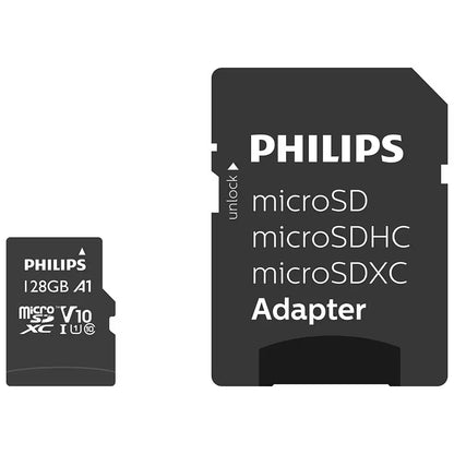 Karta pamięci microSDXC Philips, 128Gb, Klasa 10 / UHS-1 U1, Z adapterem FM12MP45B/10