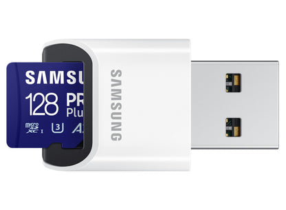 Karta pamięci microSDXC Samsung PRO Plus, 128Gb, Klasa 10 / UHS-1 U3, z czytnikiem kart MB-MD128SB/WW